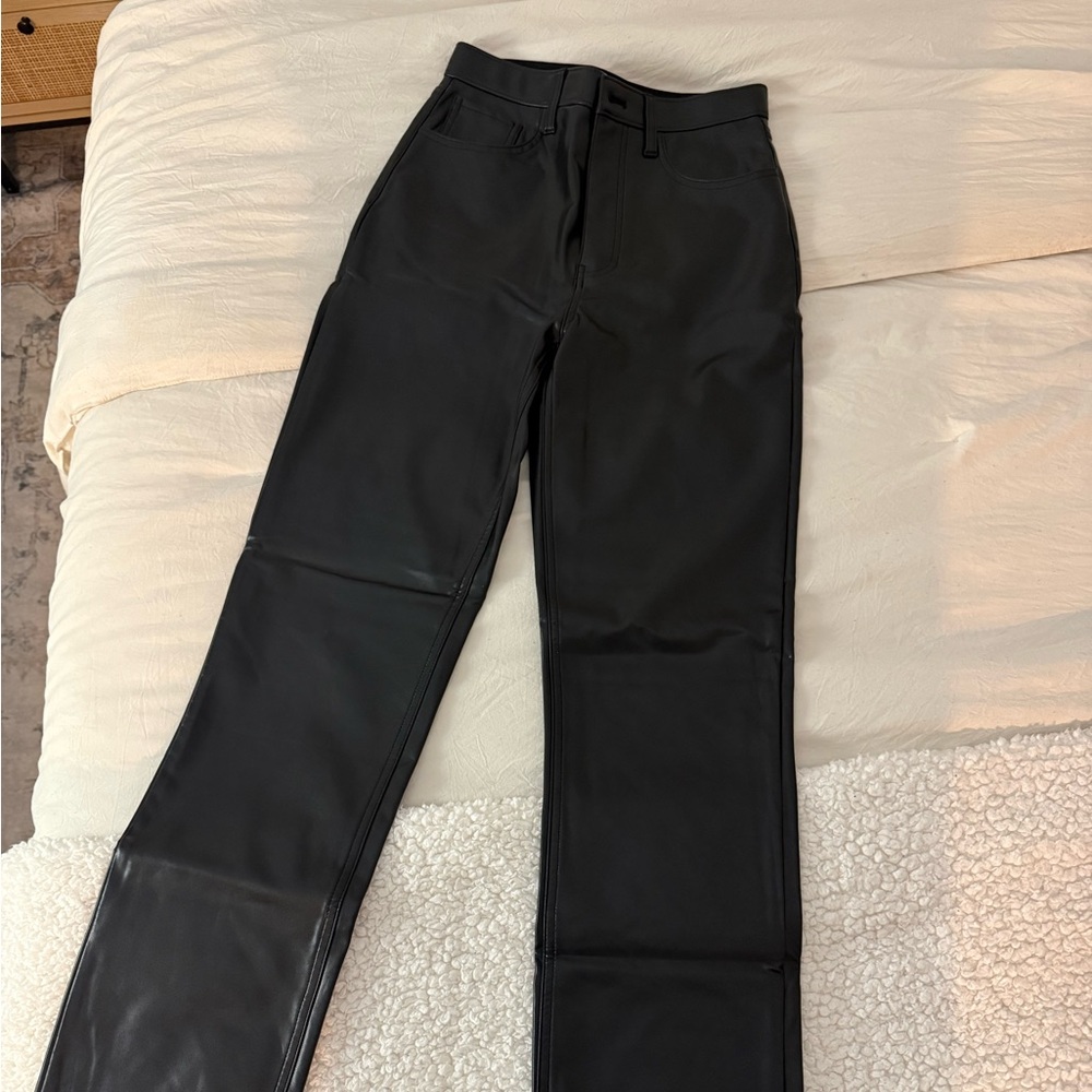 Abercrombie & Fitch Black Leather Women's Straight Leg Jeans